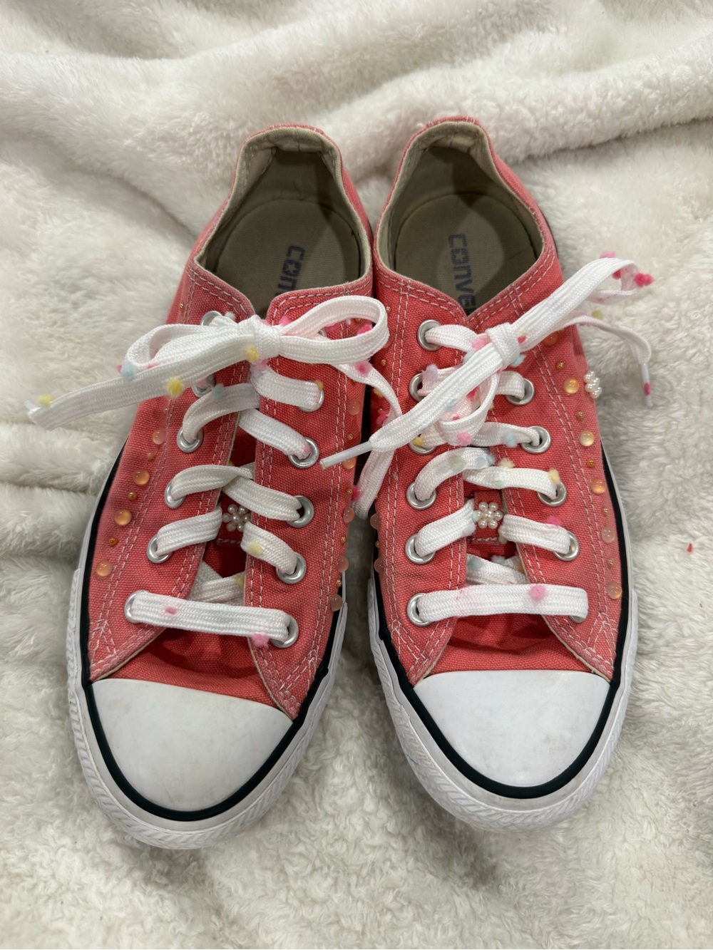 Converse women’s Low Top Sneakers - Coral Pink with Stud Accents
